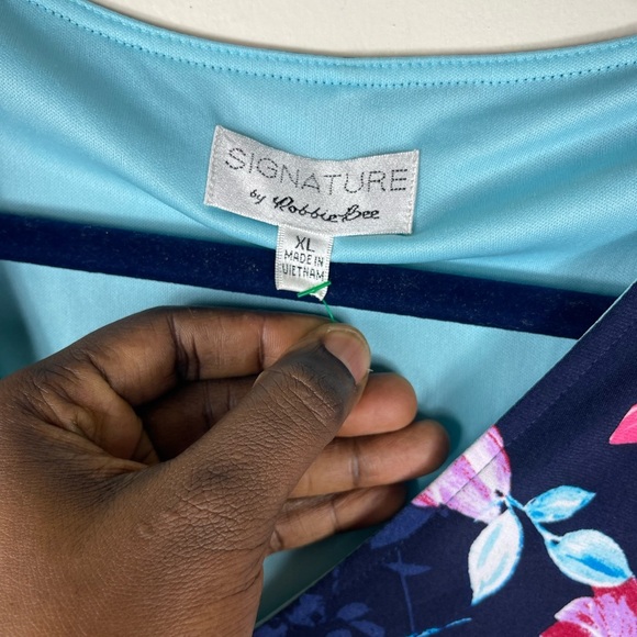 Signature by Robbie Bee Blue and Pink Asymmetrical Sundress - Picture 2 of 8